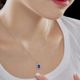 Baguette Necklace S925 Sterling Silver Sapphire Pendant