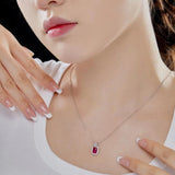 Baguette Necklace S925 Sterling Silver Sapphire Pendant