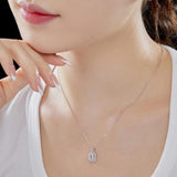 Baguette Necklace S925 Sterling Silver Sapphire Pendant