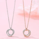 925 Silver Necklace Three Circle Pendant Kpop Collarbone Chain For Women