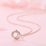 925 Silver Necklace Three Circle Pendant Kpop Collarbone Chain For Women