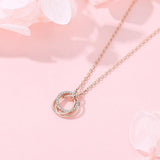 925 Silver Necklace Three Circle Pendant Kpop Collarbone Chain For Women