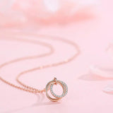 925 Silver Necklace Three Circle Pendant Kpop Collarbone Chain For Women