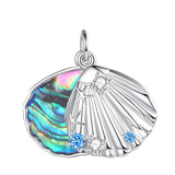 Eudora Sterling Silver Scallop Necklace Abalone Shell Zircon Pendant