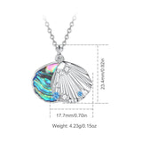Eudora Sterling Silver Scallop Necklace Abalone Shell Zircon Pendant