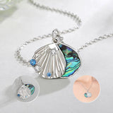 Eudora Sterling Silver Scallop Necklace Abalone Shell Zircon Pendant