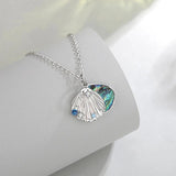 Eudora Sterling Silver Scallop Necklace Abalone Shell Zircon Pendant
