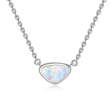Opal Triangle Necklace 925 Sterling Silver Women's Jewelry