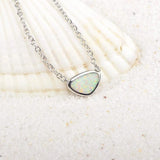 Opal Triangle Necklace 925 Sterling Silver Women's Jewelry