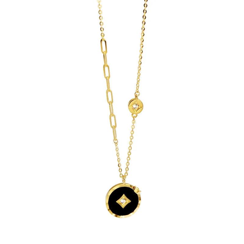 S925 Coin Pendant Necklace 14K Plated