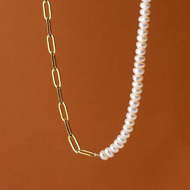 925 Silver Geometric Pearl Choker Necklace Vintage Jewelry