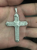 925 Silver Cross Pendant Necklace Crucifix Charm Diamond Jewelry