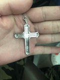 925 Silver Cross Pendant Necklace Crucifix Charm Diamond Jewelry