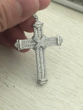 925 Silver Cross Pendant Necklace Crucifix Charm Diamond Jewelry