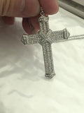 925 Silver Cross Pendant Necklace Crucifix Charm Diamond Jewelry
