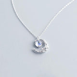 S925 Silver Moon Necklace Glass Women Pendant Jewelry Holiday Gift