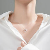 S925 Silver Moon Necklace Glass Women Pendant Jewelry Holiday Gift