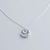 S925 Silver Moon Necklace Glass Women Pendant Jewelry Holiday Gift