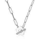 TrustDavis 925 Sterling Silver Flower Chain Choker Necklace