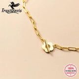 TrustDavis 925 Sterling Silver Flower Chain Choker Necklace