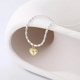 925 Silver Heart Beaded Chain Necklace Pendant Love Charm
