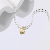 925 Silver Heart Beaded Chain Necklace Pendant Love Charm