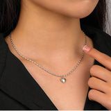 925 Silver Heart Beaded Chain Necklace Pendant Love Charm