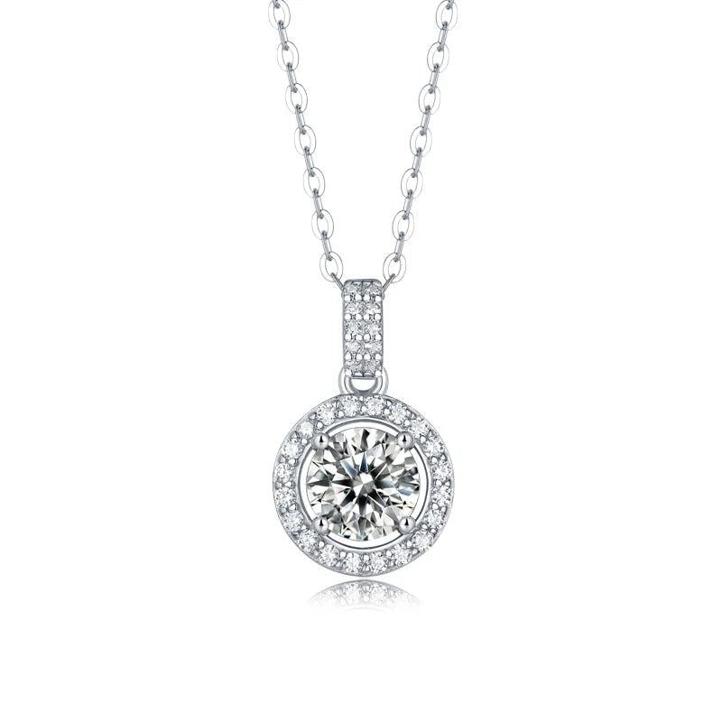 LAYA S925 Silver 1CT Moissanite Pendant Necklace Women Bride Wedding