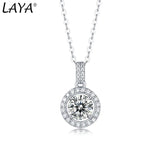 LAYA S925 Silver 1CT Moissanite Pendant Necklace Women Bride Wedding