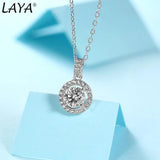 LAYA S925 Silver 1CT Moissanite Pendant Necklace Women Bride Wedding