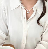 925 Silver Layered Freshwater Pearl Heart Necklaces for Women