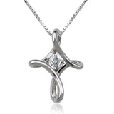 925 Silver Cross Pendant Necklace Clear CZ Jewelry P084
