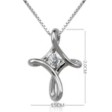 925 Silver Cross Pendant Necklace Clear CZ Jewelry P084
