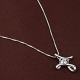 925 Silver Cross Pendant Necklace Clear CZ Jewelry P084