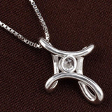 925 Silver Cross Pendant Necklace Clear CZ Jewelry P084