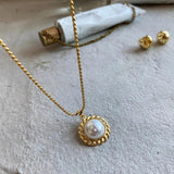 925 Silver Rope Chain Necklace with Shell Pearl Pendant