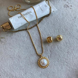 925 Silver Rope Chain Necklace with Shell Pearl Pendant