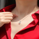 Moissanite S 925 Silver Initial Necklace Pendant Crystals Chain Choker