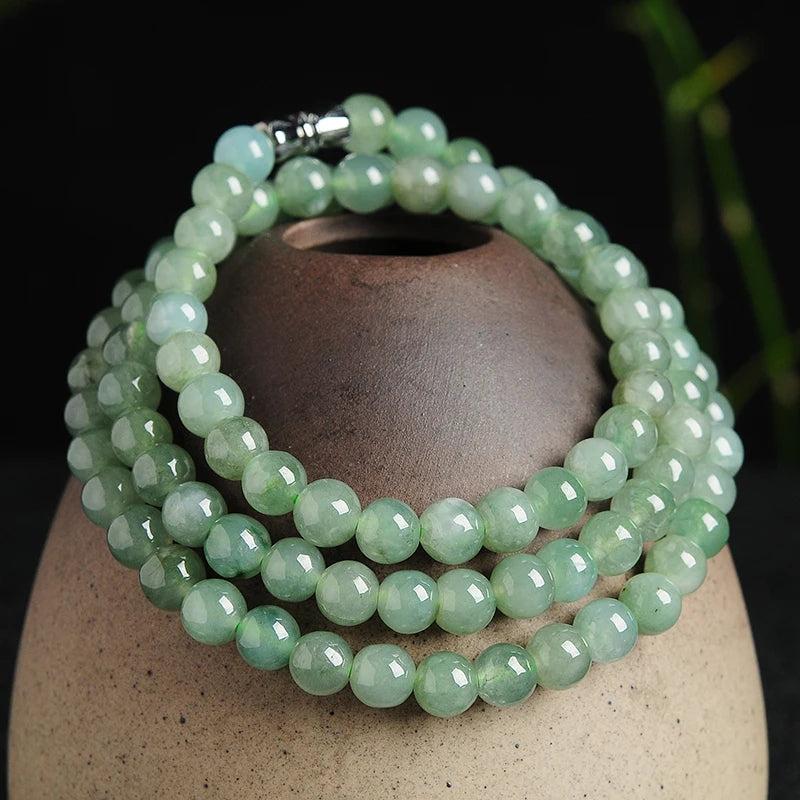 Natural A Jade Necklace Oil-green Jade 52cmL