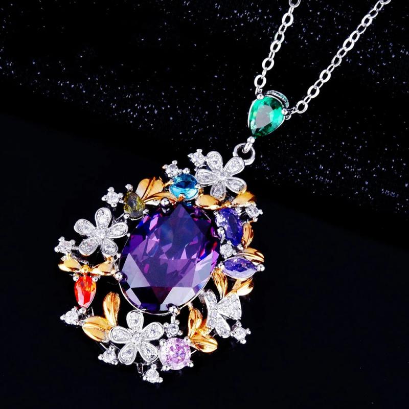 Purple Zircon Necklace Beautiful and Elegant Jewelry for Women