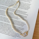 Agate Zircon Pendant Choker Sterling Silver Pearl Necklace