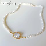 Agate Zircon Pendant Choker Sterling Silver Pearl Necklace
