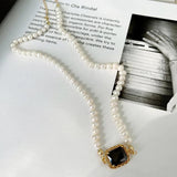 Agate Zircon Pendant Choker Sterling Silver Pearl Necklace