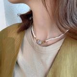 Agate Zircon Pendant Choker Sterling Silver Pearl Necklace