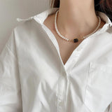 Agate Zircon Pendant Choker Sterling Silver Pearl Necklace