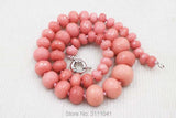 Pink Jade Roundel Faceted 8-20mm Necklace 18inch Beads Nature