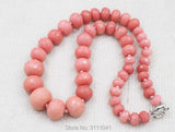 Pink Jade Roundel Faceted 8-20mm Necklace 18inch Beads Nature