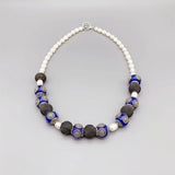 Enamel Beads Mesh Balls Freshwater Pearls Necklace Women 18 Inch