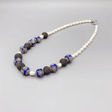 Enamel Beads Mesh Balls Freshwater Pearls Necklace Women 18 Inch