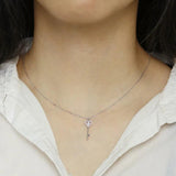 925 Silver Female Necklace Heart Key Pendant Jewelry